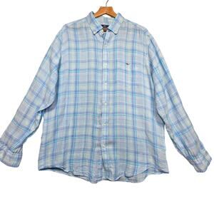Women's Vineyard Vines Linen Plaid Classic Fit Tucker Shirt Size Large
